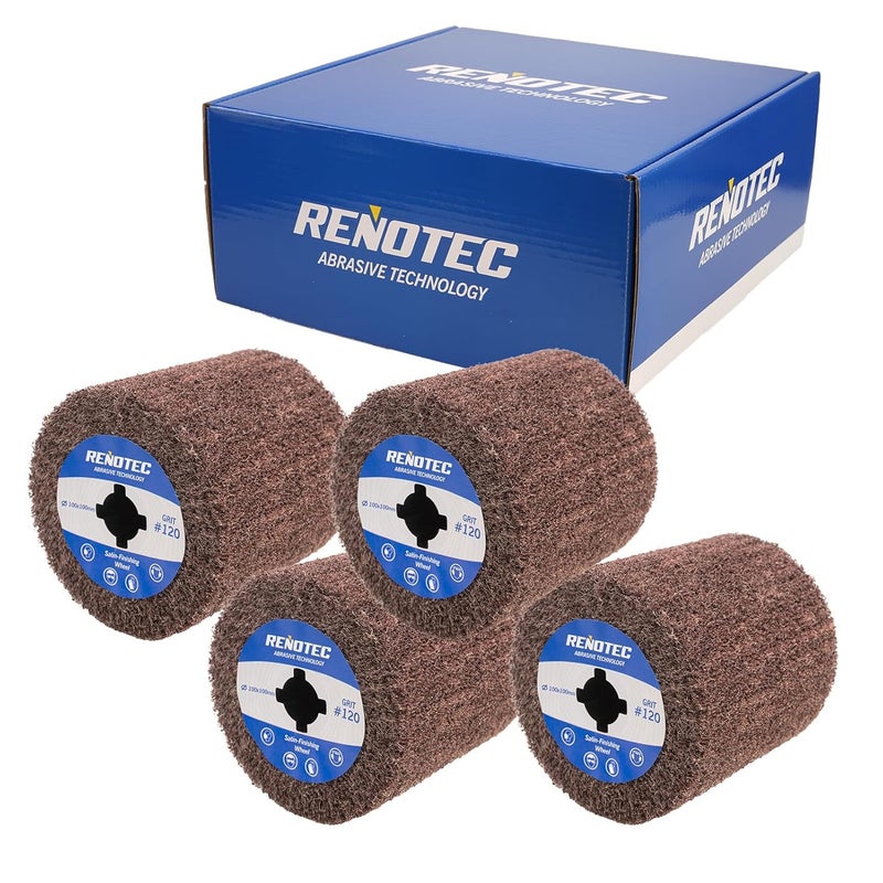 RENOTEC 4" Non-Woven Wheel, Pack of 4, 100x100mm, Medium Grit 120, A/O, for Polishing Burnishing Machine - Image 2
